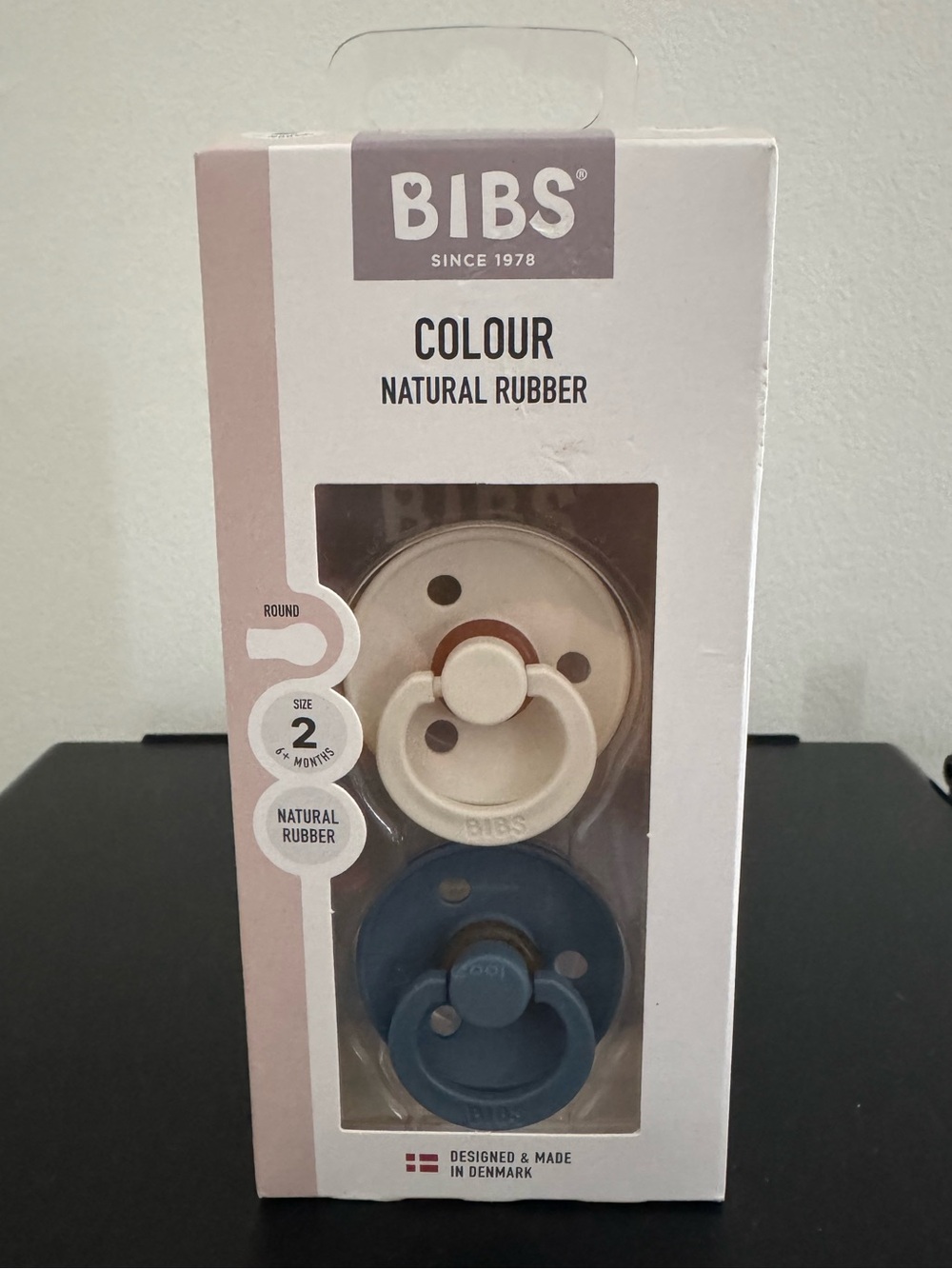 NEW Bibs Pacifiers Pack of Two Round Natural Rubber Size 2 for 6 Months & Up